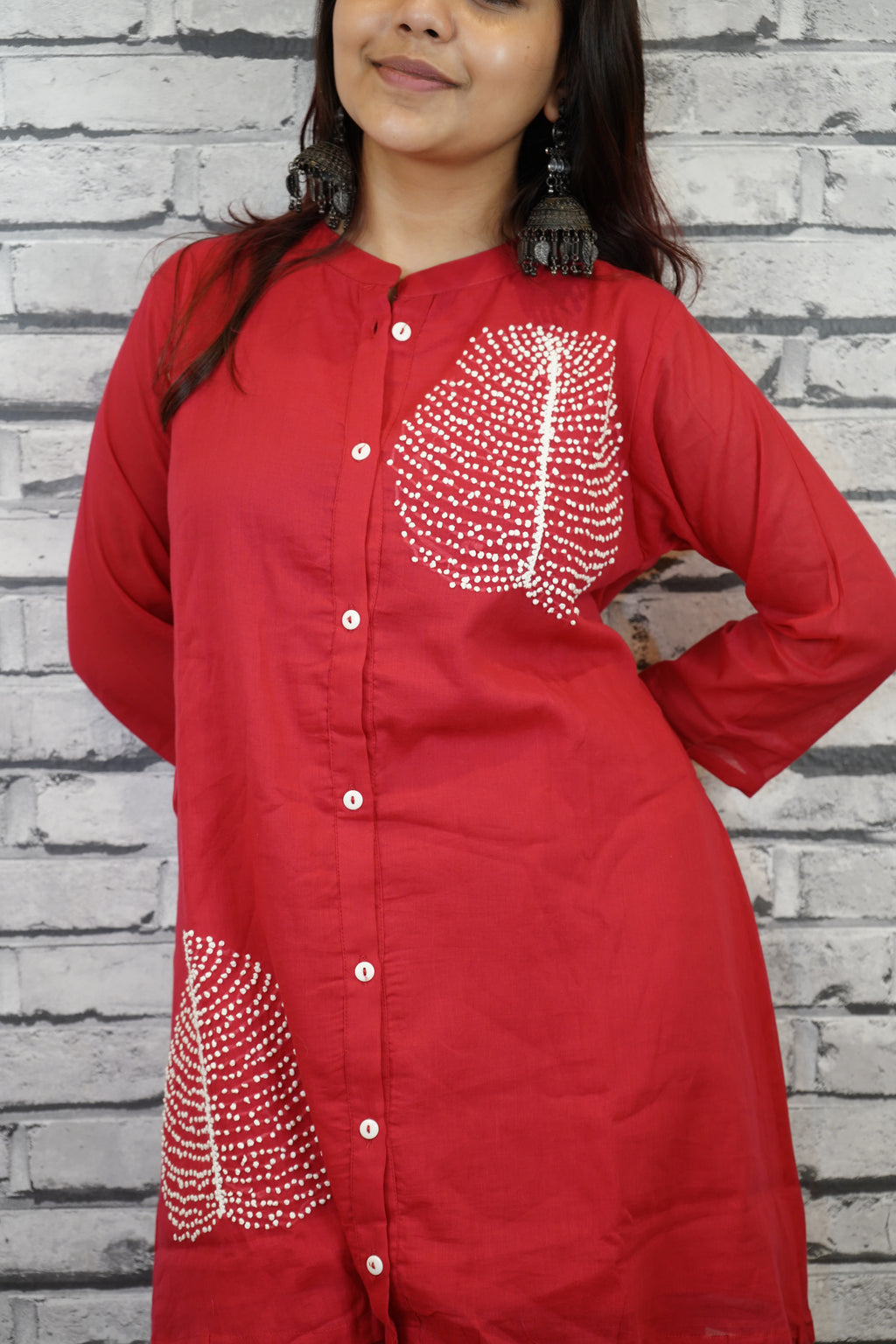 Red Cotton Cord Set with French Hand Embroidery – Classy Festive Look