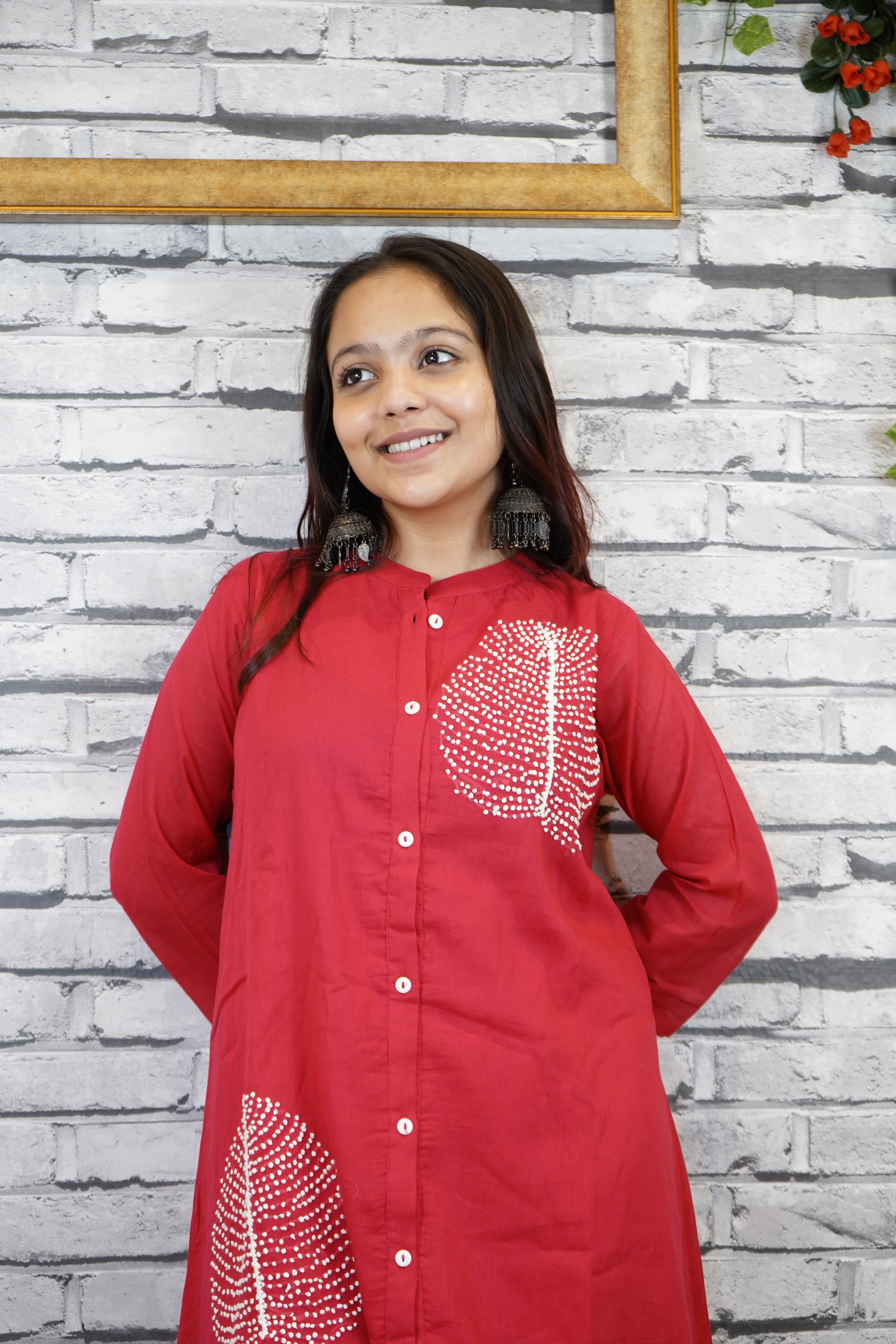 Red Cotton Cord Set with French Hand Embroidery – Classy Festive Look