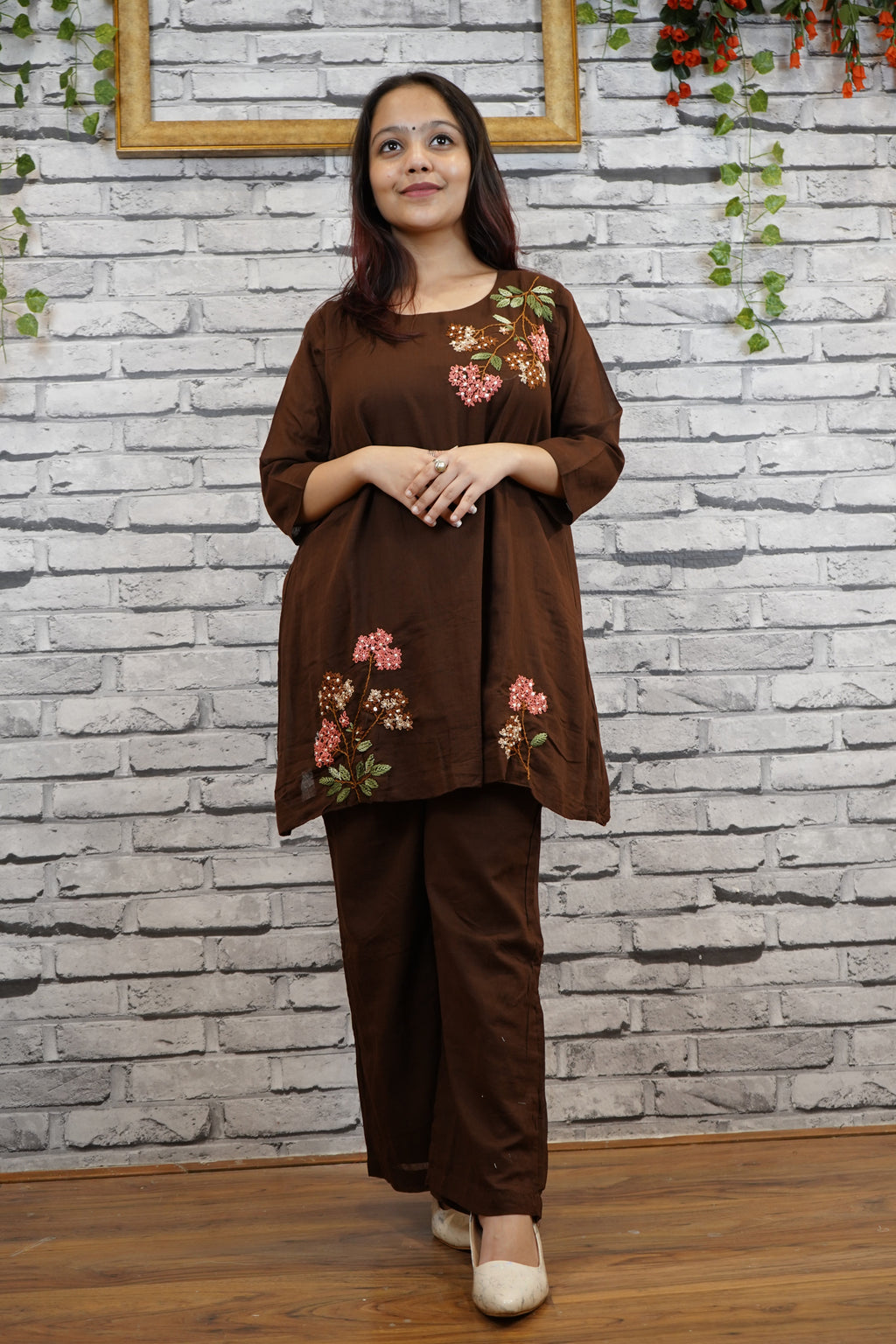 Mul Cotton Coord Set with Hand French Embroidery – Soft & Elegant Festive Wear