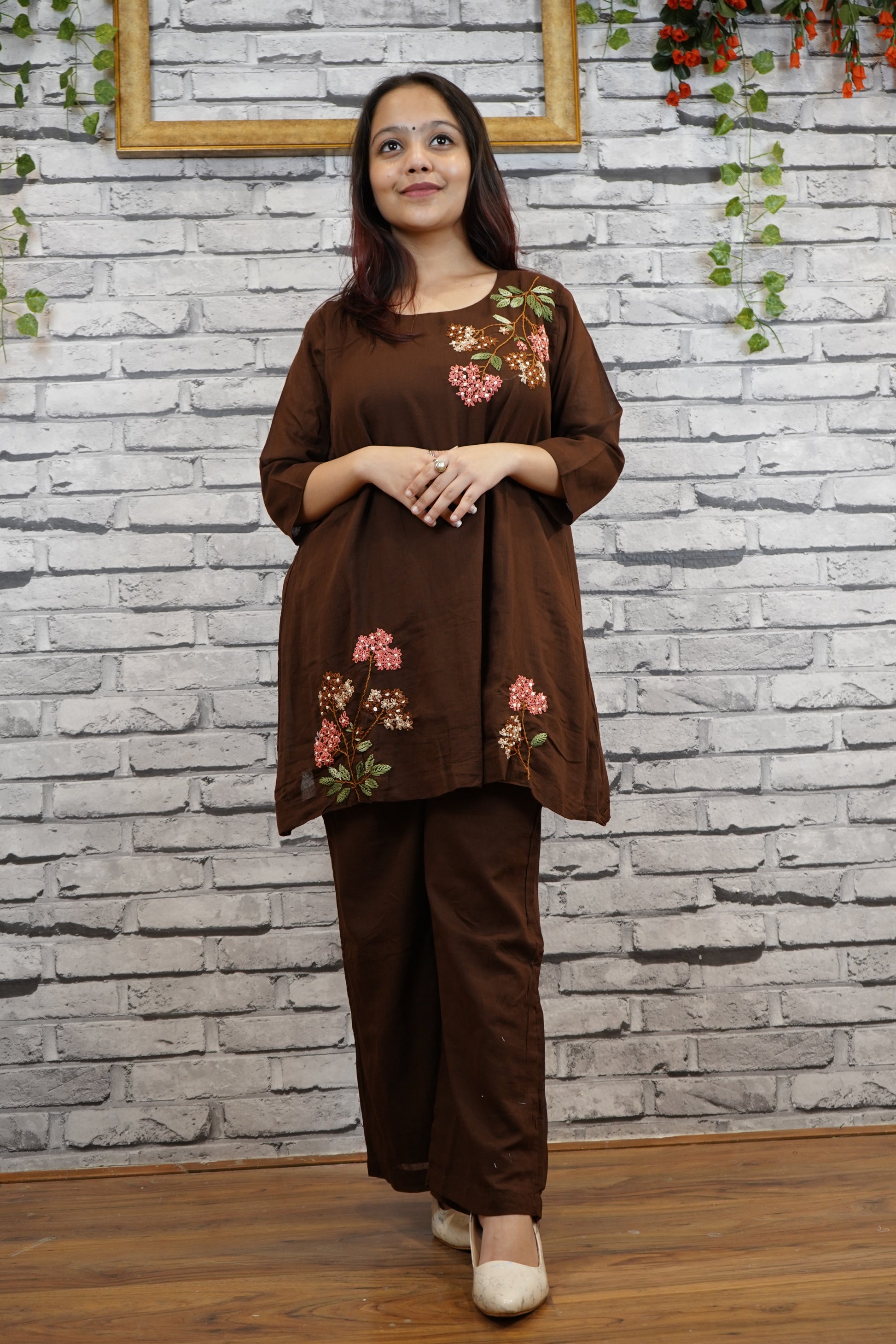 Mul Cotton Coord Set with Hand French Embroidery – Soft & Elegant Festive Wear