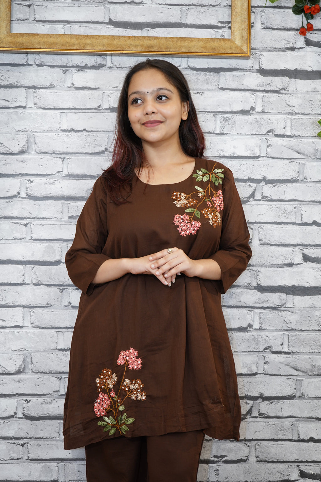 Mul Cotton Coord Set with Hand French Embroidery – Soft & Elegant Festive Wear