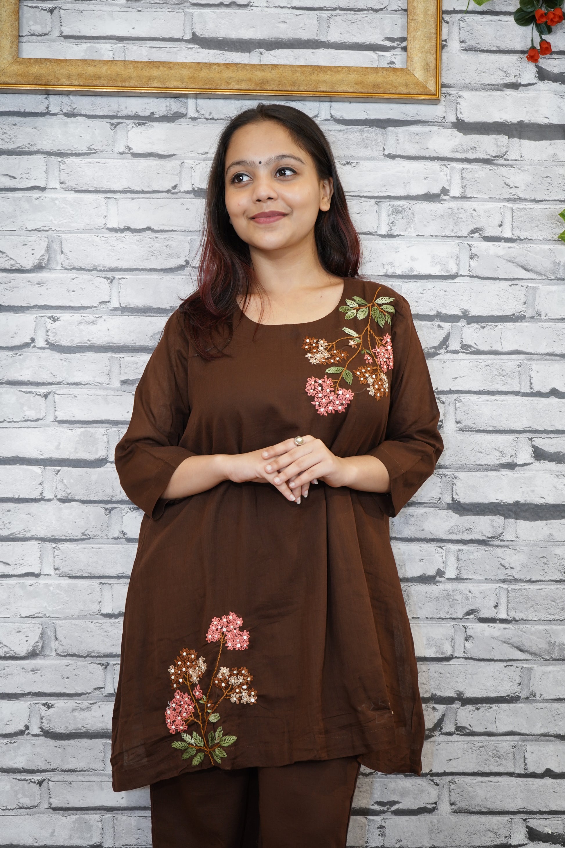Mul Cotton Coord Set with Hand French Embroidery – Soft & Elegant Festive Wear