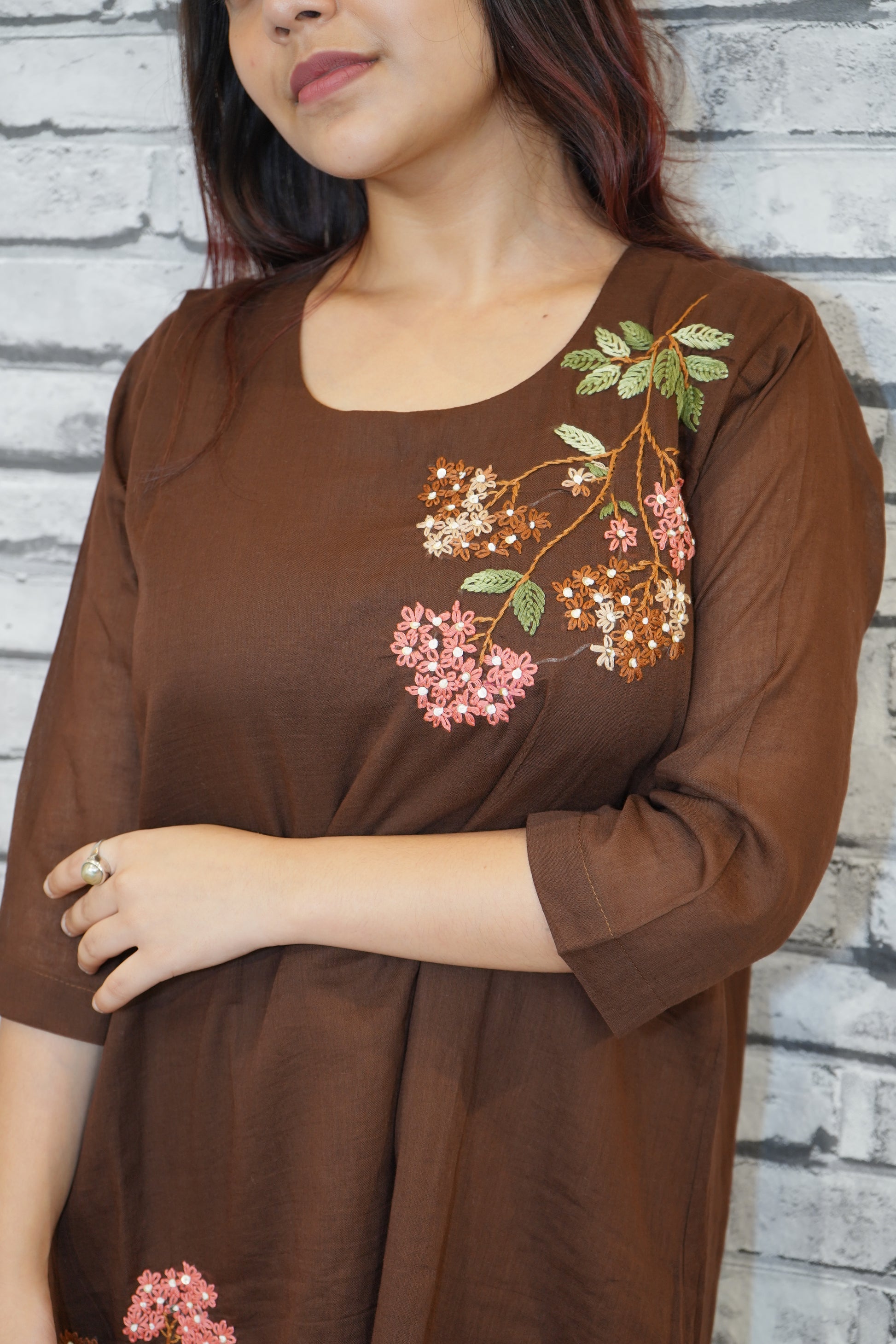 Mul Cotton Coord Set with Hand French Embroidery – Soft & Elegant Festive Wear