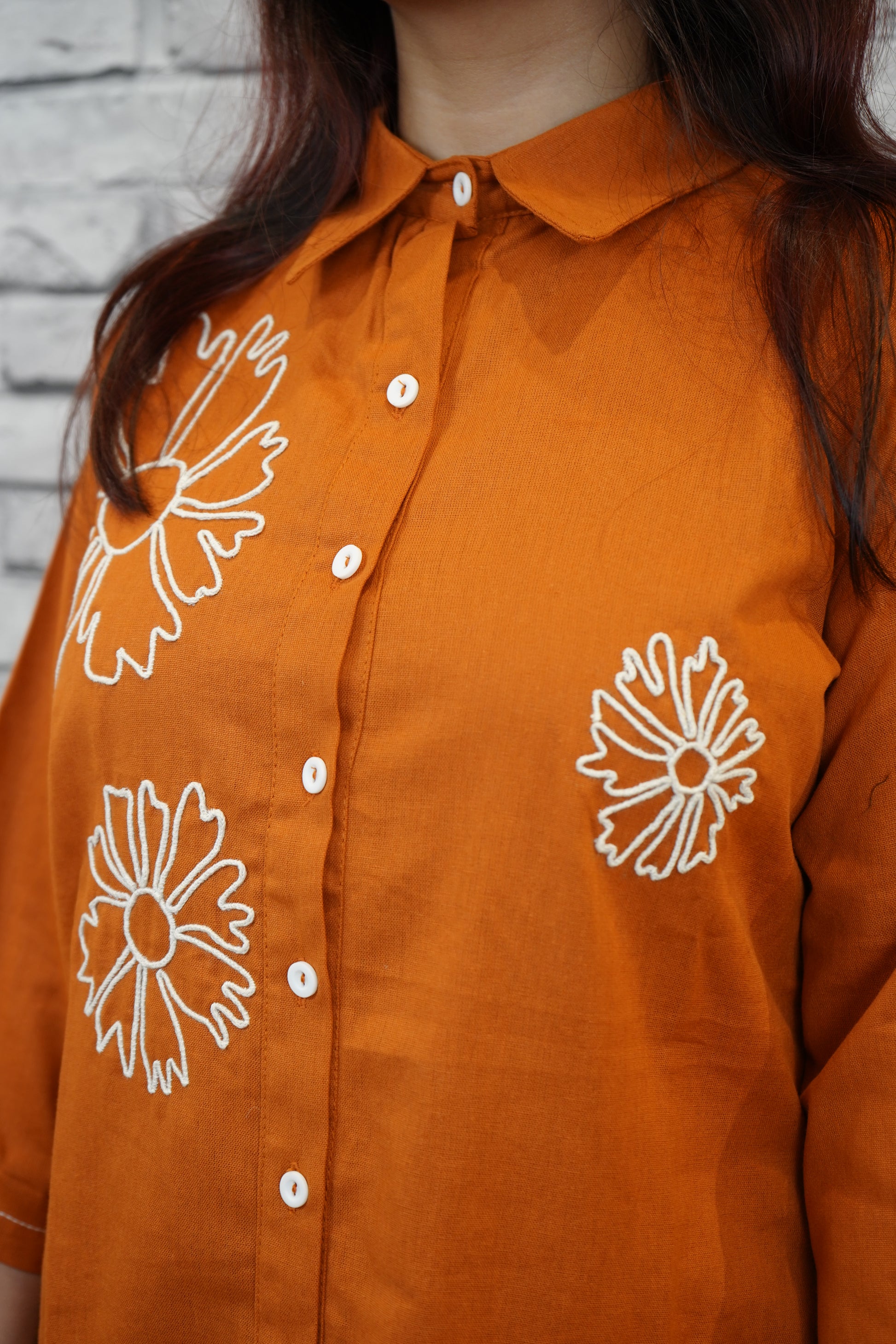 Brick Red Co-ord Set for Women, Ethnic Thread Work