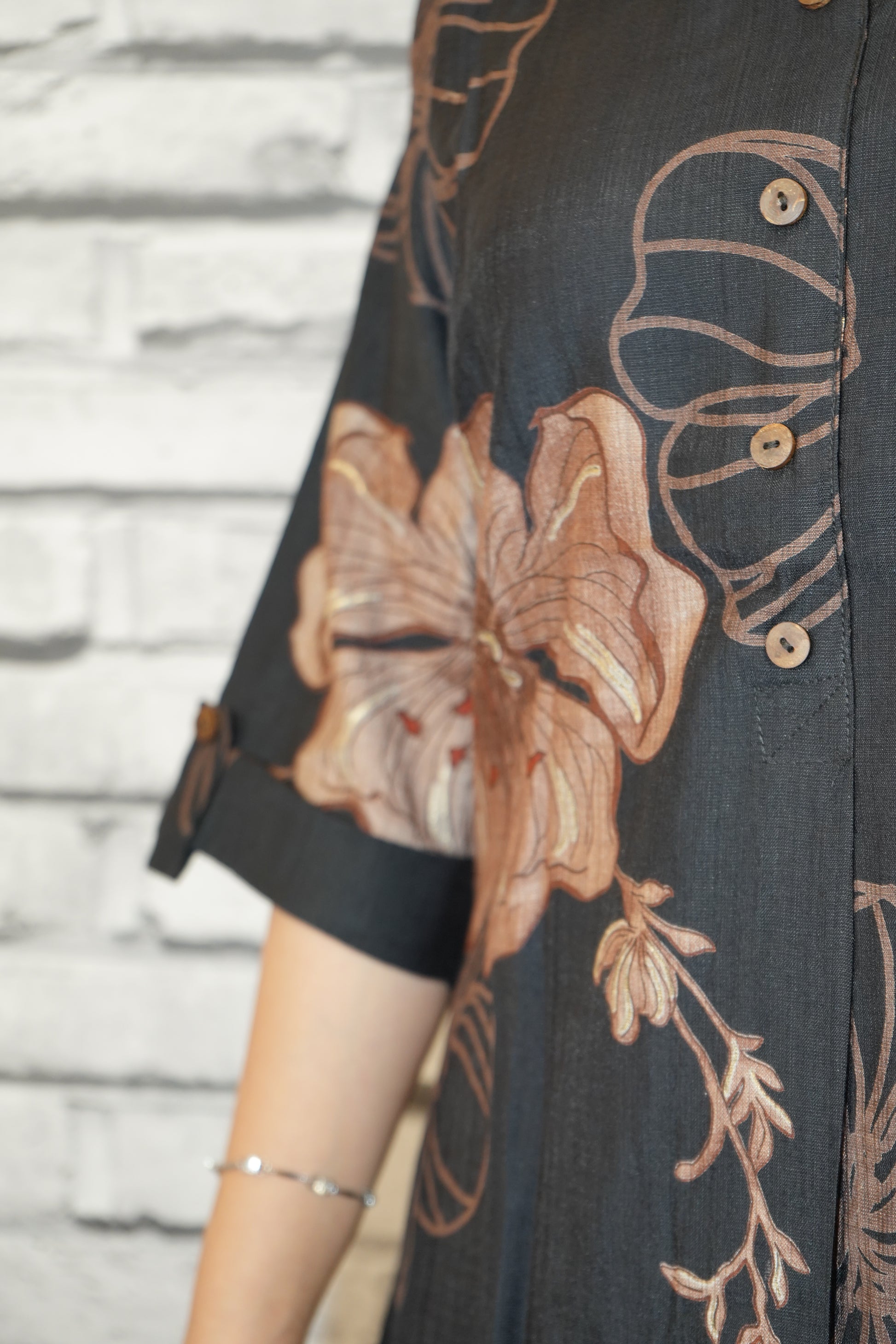 Women's Floral Black Rayon Cotton Cord Set – Kurti & Pant | Casual Ethnic Wear