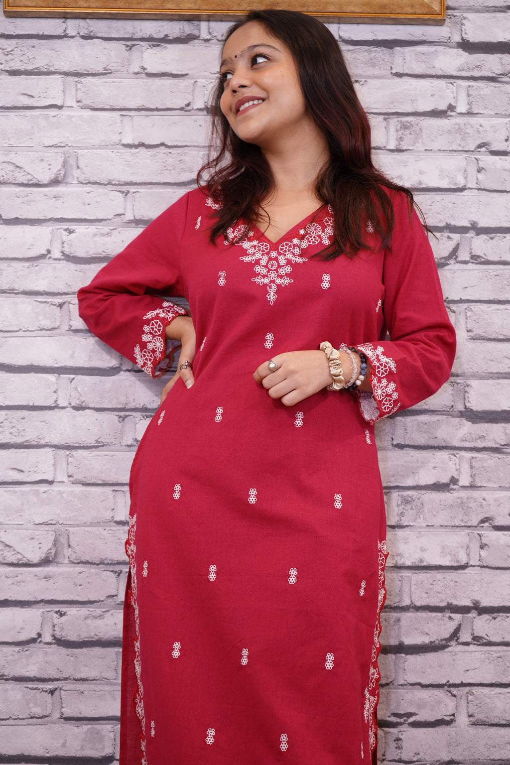 Rani Pink Cotton Suit Set, 2PC with Embroidery