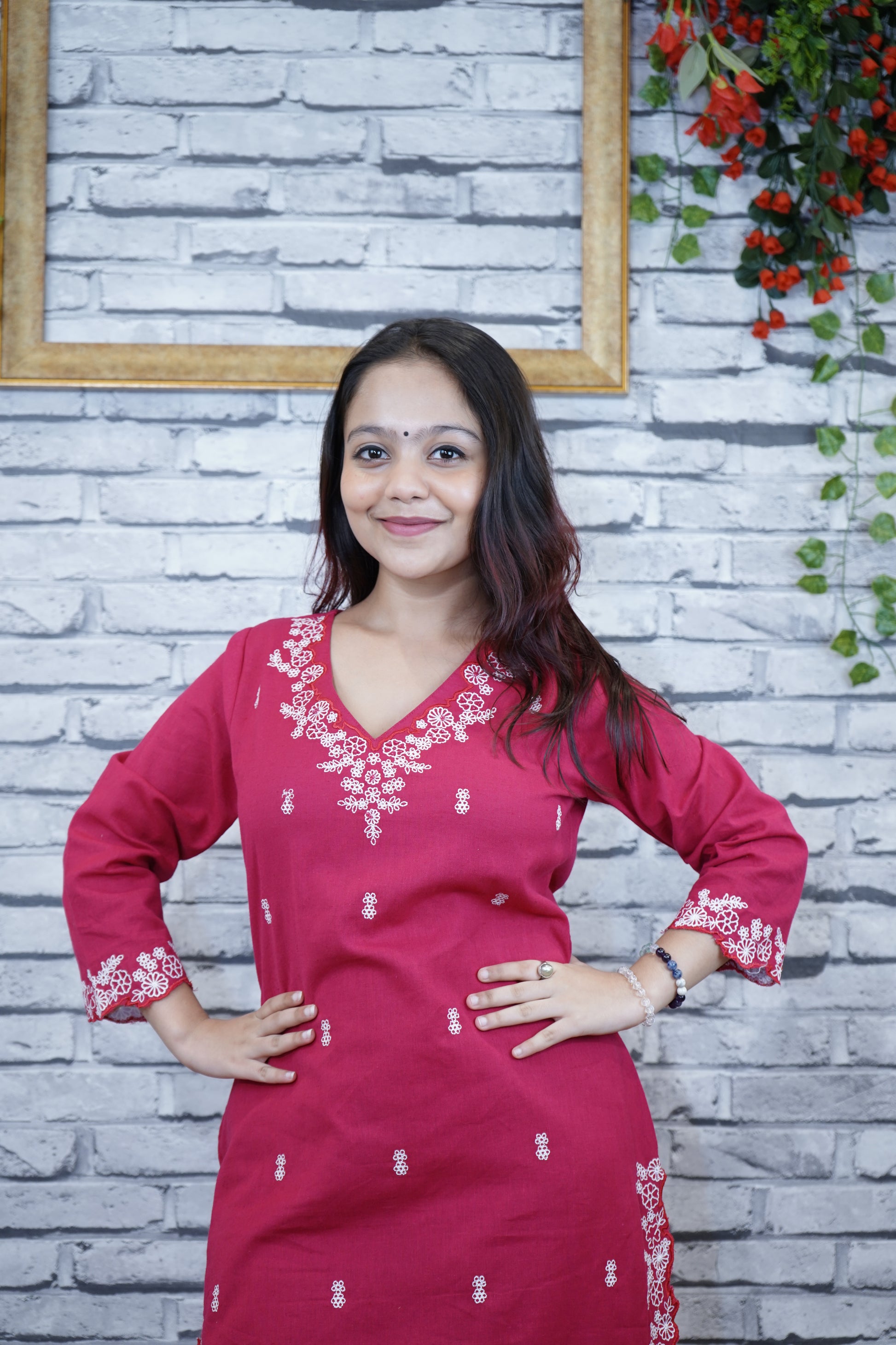 Rani Pink Cotton Suit Set, 2PC with Embroidery