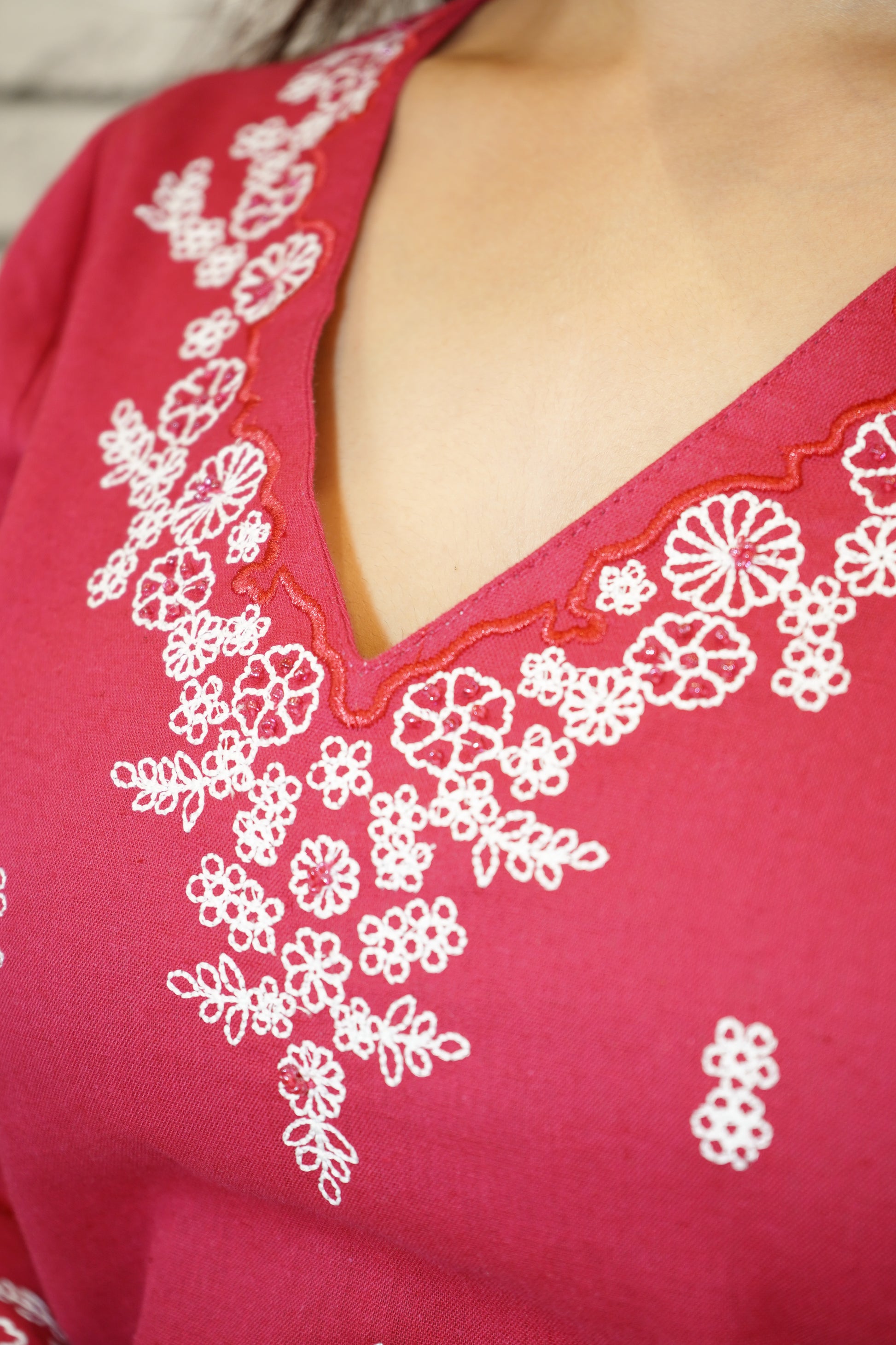 Rani Pink Cotton Suit Set, 2PC with Embroidery