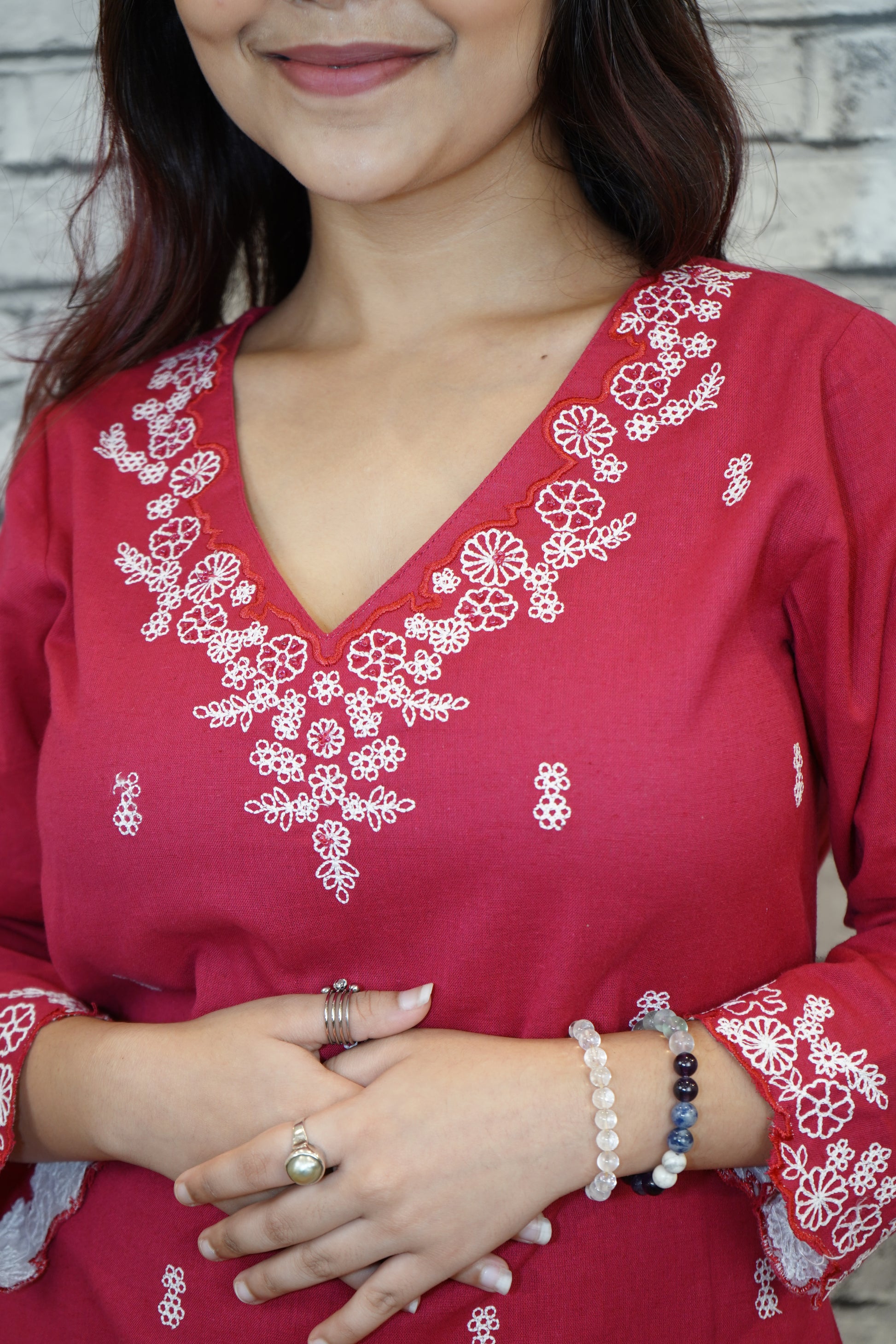 Rani Pink Cotton Suit Set, 2PC with Embroidery